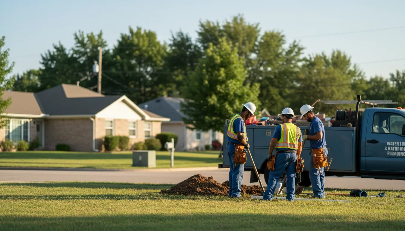 Residential water line and bathroom plumbing service in Caney, OK